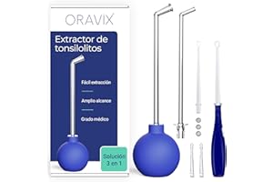 Oravix Extractor de Tonsilolitos por Succión, Limpiador de Amígdalas, 3 in 1 Kit Extracción Tonsilolitos para Limpieza de Amígdalas, Kit Eliminación Piedras Amigdalas