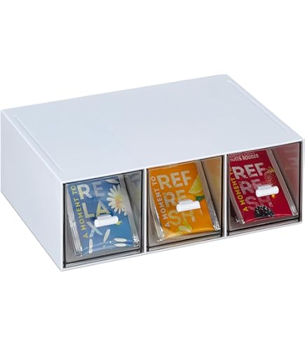 3 stuks theezakjes, kunststof organizer, theedoos met 3 laden