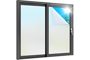 ‎RABBITGOO rabbitgoo Fensterfolie Milchglasfolie Sichtschutzfolie Selbstklebend Folie Fenster Scheibenfolie Blickdicht Anti-UV Statische Privatsphäre Schutzfolie Matt Für Bad Büro Wohnzimmer matt 90 x 200 cm