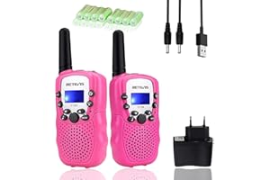 Retevis RT388R Walkie Talkie Bambini Ricaricabile, con Caricabatteria e Batteria, Giocattoli Natale per Ragazze Raggio Regalo Torcia VOX per Avventure Esterne Campeggio Escursionismo (1 Coppia, Rosa)