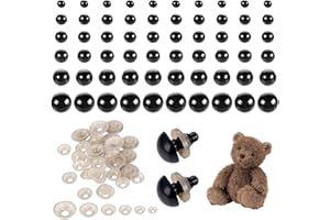 TiamaraEon Safety Eyes for Crochet Toys, 120Pcs 12-30mm Crochet Animal Eyes with Washer Plastic Doll Eyes Toy Crochet Eyes for Amigurumi Teddy Bear Eyes Doll Making Craft