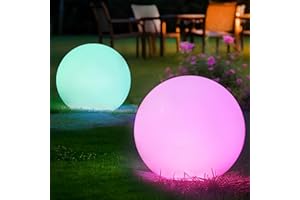 OMDEKOR 2 sztuki RGB lampa ogrodowa kula świetlna, 30 cm kula ogrodowa wodoodporna zewnętrzna lampa słoneczna IP66, 1200 mAh ściemniana lampa solarna dekoracja do pokoju, na zewnątrz, basen, balkon