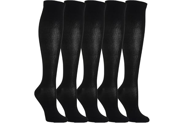 Lot de 5 Paires Chaussettes de Compression Contention pour Hommes et Femmes, pour Running, Sport, Cyclisme, Grossesse de Maternité, Récupération