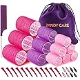 Hair Rollers Set 40 PCS, PandyCare Hair Rollers For Long & Short - No Heat, Hair-friendly, Natural Effect, Includes 18 Rollers (1.73+1.41+0.98 inch), 20 Clips,1 Rat Tail Comb 1 Storage Bag