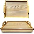 HOMION Lap Tray with Bean Bag Cushion Wood Design, for Men and Women, Bed and Breakfast Tray with Carry Handles, PHM0260