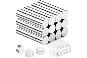 Aurora & Tithonus 60PC Imanes de Neodimio Pequeños 6x3 mm, Imanes para Nevera, Bricolaje, Manualidades, Oficina, Pinboard, Pizarra Magnética, Frigorífico, Imanes de Notas, Imán Neodimio Potente, Plata