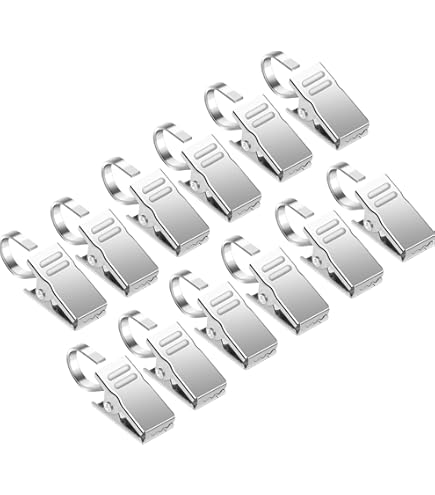 Ganci Per Tende GARDINIA A Uncino Con Clip | 20 Pezzi In Metallo Nero Opaco Per Cavi E Tendaggi