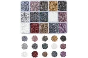 NBEADS 300g 2mm Perline di Vetro, 15 Stili Perline di Pony Piccole Perline Artigianali Piccole Perline Piccole Rotonde per Bracciali Collane Creazione di Gioielli e Artigianato