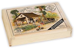 Mlesna Tè di Ceylon, 6 Varietà Tradizionali, 30 Filtri in Bustine Singole, Scatola in Legno, English Breakfast, Earl Grey, Darjeeling, Tè Verde, Monk's Blend, Soursop