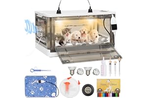 JISCULO Upgraded Puppy Incubator with Heating and Oxygen, Incubator for Dogs Kitten, Puppies Newborn Pet Animals Breeding Box, Pet Brooder Incubator, Cat Whelping Box, Brooder Intensive Care Unit Pregnancy Ki