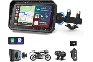 Airpuxem 4K Carplay Moto Android Auto Moto con Soporte Magnético, 6,25'' GPS Moto Dashcam Coche con Camara para Motocicleta, Navegador Mot.o con Siri/GOO-gle Navegación GPS Bluetooth Tarjeta TF 64 GB