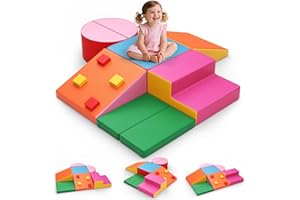 CUPCHID Schaumstoff Bausteine Kinder,6 STK Softbausteine Klettern Riesenbausteine Motorik Großbausteine,Kletterspielzeug für Kleinkinder von 1–3 Jahren