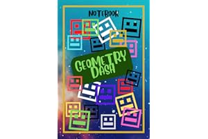 Geometry Dash Notebook: super fun colourful book with 120 blank lined pages, perfect for school, study or vacation, great gift for friends or family too!