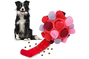 Fouvin Schnüffelball für Hunde, Schnüffelteppich Schnüffelspielzeug Interaktive Hundespielzeug Futterball Anreicherung Welpen Geruch Trainingsspiel Fütterung Pad für Hunde (Burgunderrot Stile)