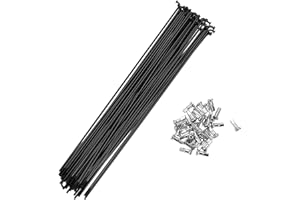 A ABSOPRO Lot de 36 Rayons de Vélo 14G en Acier 45 Noir avec 36 écrous pour Roues de VTT