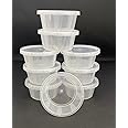 2oz Round Plastic Food Containers Lids Deli Pot or Sauce Take Away Chutney Ketchup Restaurant Jelly Shot & Dessert Cups Re-Usable (50 Pack)