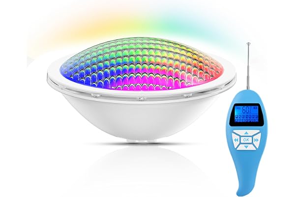 LyLmLe Lampe Piscine LED PAR56, 20W Projecteur Spot Piscine Encastrable RGB Dimmable Multicolore Changement avec Télécommande, Lumière LED Submersible IP68 Etanche, 12V AC