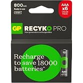 GP Batteries ReCyko Pro AAA İnce Ni-Mh Şarjlı Pil, 1.2 Volt, 6'lı Kart