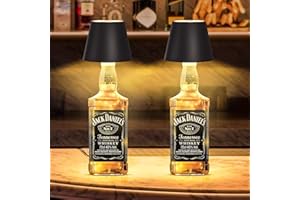 ‎UUFFOO uuffoo 2 Stück LED Dimmbare akku Flaschenlampe, Kabellos Tischleuchte Touch Dimmbar für Innen und Außen, Es gibt LED-Lichtstring in der Flasche, IP54 Wasserdichte für Familie, Restaurant & Bar Schwarz