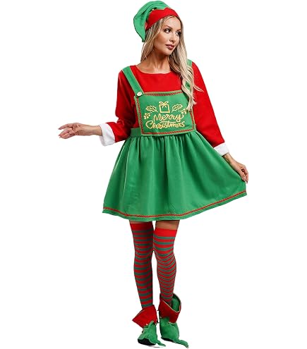 Costume Lutin De Noël Homme – Haut, Pantalon, Chapeau Et Ceinture – Déguisement Elfe Festif