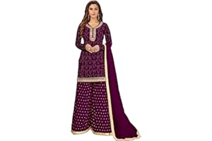 TRENDMALLS Women's Cotton Embroidery Kurta Sharara Suit Set