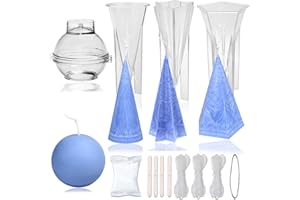 MILIVIXAY 4pcs Candle Molds Set-Plastic Candle Making Kit-DIY Candle Making Supplies Pyramid & Ball Sphere Mold.