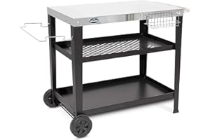 Dellonda Barbecue/Plancha Trolley for Outdoor Grilling/Cooking with Utensil Holder, Stainless Steel - DG263