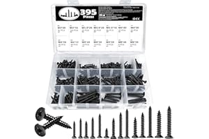HOMTIM 395 Pcs Self-Tapping Screw Set, Including M3, M3.5, M4, M5, and M6 Phillips Cross Head Countersunk Screws for DIY & Repairs