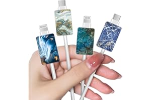 DiyGody Simpatico 4 Pezzi Protezione per Raccordi a Cavo USB Type-C Compatibile con Phone, Protezioni per Cavi di Ricarica con Design di Marmo, Proteggi Cavo Cellulare Accessori per Caricabatterie