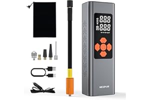 ‎NEXPOW NEXPOW Tragbarer Luftkompressor Mini Reifenpumpe 12V 7500mAh Wiederaufladbarer Elektrischer Kompressor Fahrradpumpe 150PSI Luftpumpe für Auto Fahrrad Motorrad Bälle, AutoOff, USB-Powerbank
