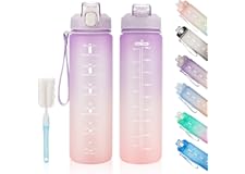 YC Kitchen Borraccia Sportiva Motivazionale 1L - Borraccia Termica 1 litro, Bottiglia d'acqua Sportiva senza-BPA con paglia e