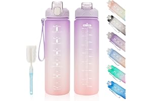 YC Kitchen Borraccia Sportiva Motivazionale 1L - Borraccia Termica 1 litro, Bottiglia d'acqua Sportiva senza-BPA con paglia e trasporto cinghia