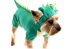 DELIFUR Dinosaur Dog Disfraz de Halloween Pet Dino Hoodie para Perros Peque?os y medianos(Verde,XS)