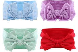 TIBAPLA 4 Stück Kinder Stirnband, Nylon Stirnband Baby Mädchen Haarband, dünnes, ultraleichtes, elastisches Baby Stirnband Baby Haarband Schleifen Stirnband für Baby Fotozubehör (Hellblau, Grün, Rot, Lila)