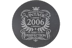 ALWAYS LOOKING GOOD 18th Birthday Gift for Men Vintage 2006 Aged to Perfection Engraved Slate Coaster Present for 18 Year Old Etched Natural Slate Placemat (Round Coaster)