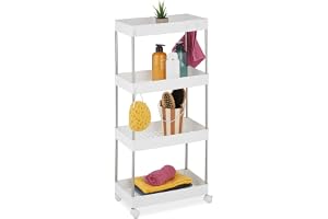 Relaxdays nischvagn, 4 våningar, med hjul, kök, badrum, rullvagn, 88 x 41,5 x 23,5 cm, plast, rostfritt stål
