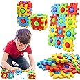 Uooker Multicolored Educational Building Blocks, 12 Pcs Pop It Fidget Toy Connecting Puzzle, Push Pop Learning Toy for Kids & Adults, Stress Reliever Toy, Sensory Toys for ADHD Autism Special Needs