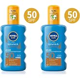NIVEA SUN SPF50 &Ccedil;ift Etkili Y&uuml;ksek Koruyucu Bronzluk V&uuml;cut G&uuml;neş Spreyi 200ml, Doğal Bronzluk, UVA Koruma (2 paketi)