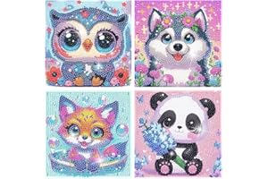 Glvomazty 4 PCS Kits de Pintura de Diamante DIY, 5D Diamond Painting Kit Completo Creativo de Pintar con Diamantes Niños Decoración de Pared del Hogar 18x18cm