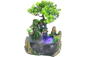 WAKECTS Water Fountain Green Plant, Fountain Plant Decoration with Spray Waterfall Fog Home Decoration, UK 220-240V, Atomizer 100-240V
