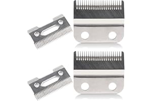 KAXAY 2 Sets Adjustable Clipper Blades, 2-Hole Hair Cutting Knife Replacement for Wahl Hair Clipper Magic Clip 8148 1006, Super Taper #8400 (Silver)