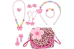 RosyFate Gioielli per Bambini Ragazzine Borsa, Girls Princess Borse, Borsa a Tracolla per Bambina Braccialetto Squillare Forcine per Capelli Impostato, Gioielleria Principessa per Vestire Fingere