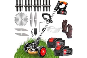 XBZZGMG Debroussailleuse Electrique sans Fil 21V 4.0Ah Tondeuse Coupe Bordure sans Fil avec 25 Lames Poignée Télescopique Debrouissalleuses Légère à Faible Bruit pour La Taille du Jardin