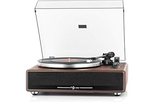 1 BY ONE Tocadiscos HiFi Bluetooth portátil Reproductor de Discos de Vinilo con Cartucho 33/45 RP Reproducción Inalámbrica Altavoces Estéreo Integrados AUX,RCA (Color Madera)