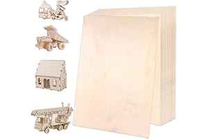 PEAKTOP 300 x 200 x 2 mm, cienkie arkusze sklejki, 12 szt. płyt drewnianych, przycięte na wymiar, nieobrobiona sklejka, do obróbki laserowej, modelarstwa, obróbki drewna, malowania, dekoracji