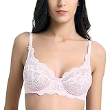 VANEVER Women's Lace Bra Underwired Full Cup No Padding Push up Bra