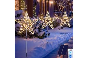 Joysing Solar Weihnachtsbeleuchtung Außen Stern 3 Stück Gartenstecker Weihnachten Beleuchtet, 8 Modi Gartenstecker Stern wasserdichte Solar Gartenleuchte Weihnachtsstern for Garten Weihnachten Deko