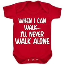 Grenouillère pour bébé « Born To Love Liverpool Just Like Uncle » - Conçue et imprimée au Royaume-Uni - 100 % coton peigné fin, Blanc/bordure rouge., 6 mois