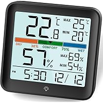Srliya Digitales Thermo-Hygrometer - Großes Display Für Zimmer, Büro & Mehr