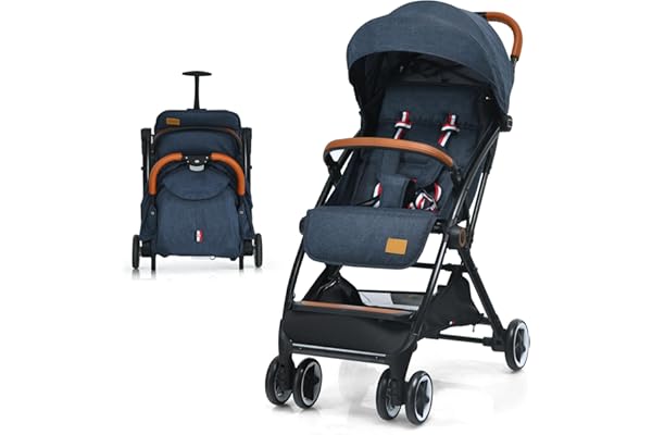 COSTWAY Poussette Canne Bébé 6-36 Mois(Charge 15 kg) avec Dossier & Repose-pieds Réglables, Pliable à une Main, Pousette Compact et Légère Voyage avec Auvent & Moustiquaire, Roues Antidérapants